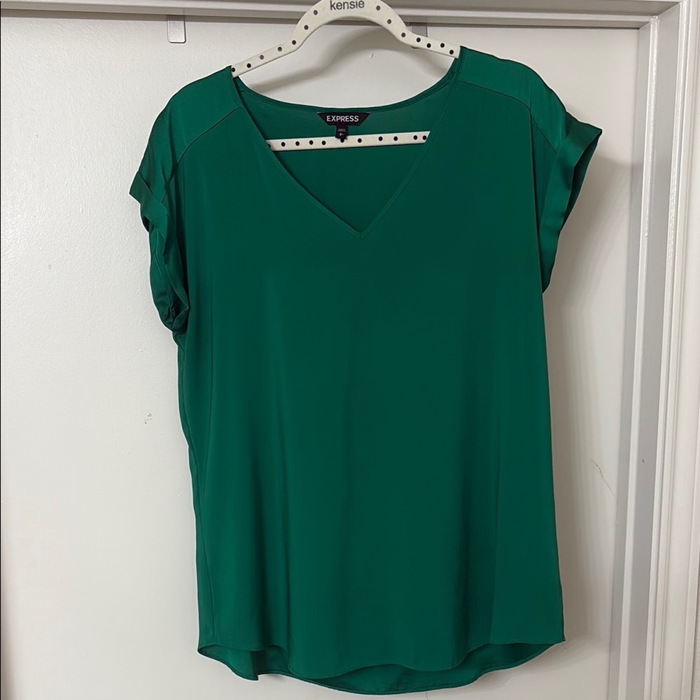 Express Women's Emerald V-Neck Blouse